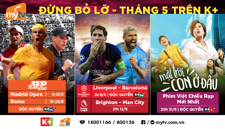 Chương trình đặc sắc gói kênh K+ tháng 5/2019 trên MyTV