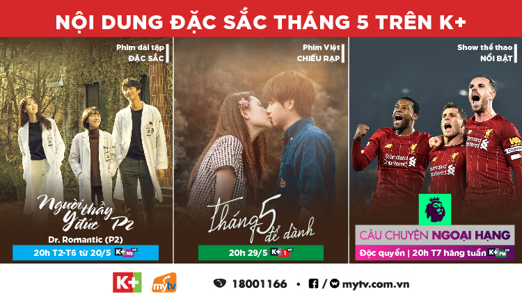 Chương trình đặc sắc của gói dịch vụ K+ tháng 05/2020 trên truyền hình MyTV