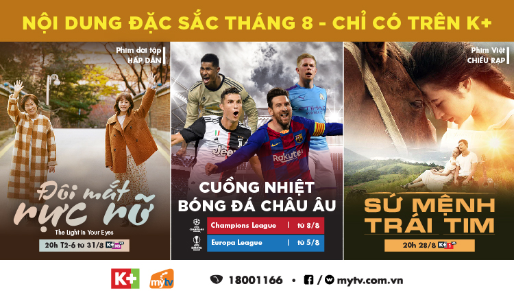 Chương trình đặc sắc của gói dịch vụ K+ tháng 08.2020