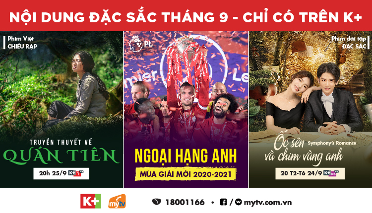 Chương trình đặc sắc của gói dịch vụ K+ tháng 09.2020