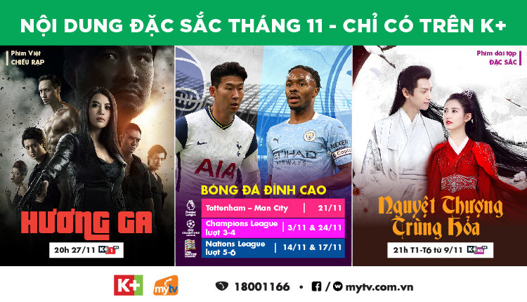 Chương trình nổi bật và hấp dẫn của gói dịch vụ K+ trong tháng 11/2020 trên MyTV
