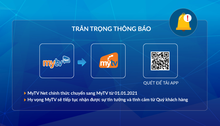 Thông báo chuyển đổi ứng dụng MyTV Net